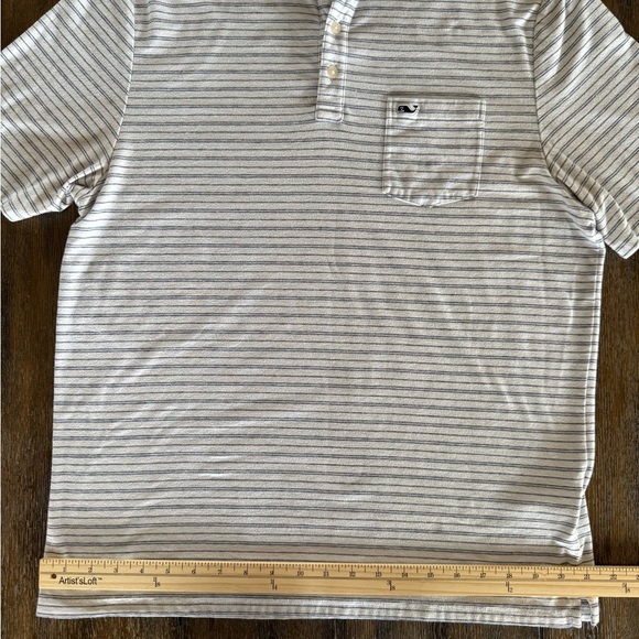 Vineyard Vines Edgartown Men's White and Navy Striped Polo Shirt Size L - Picture 4 of 9